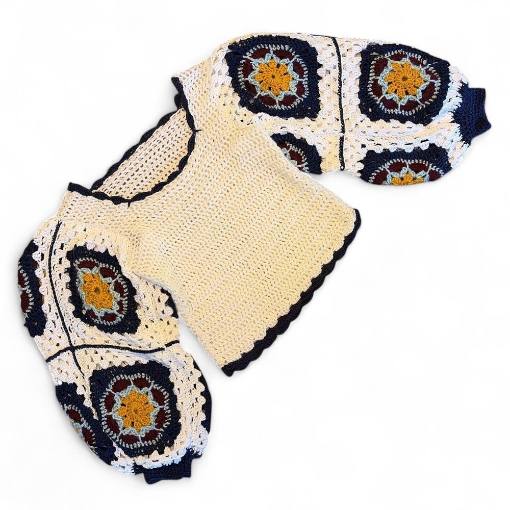 Handmade crochet Granny Square Balloon sleeve sweater